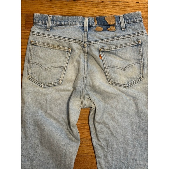 Vintage 70s Levi's Orange Tab Men 32x31‎ Bell Bottom Flare Denim Jeans - Picture 1 of 10